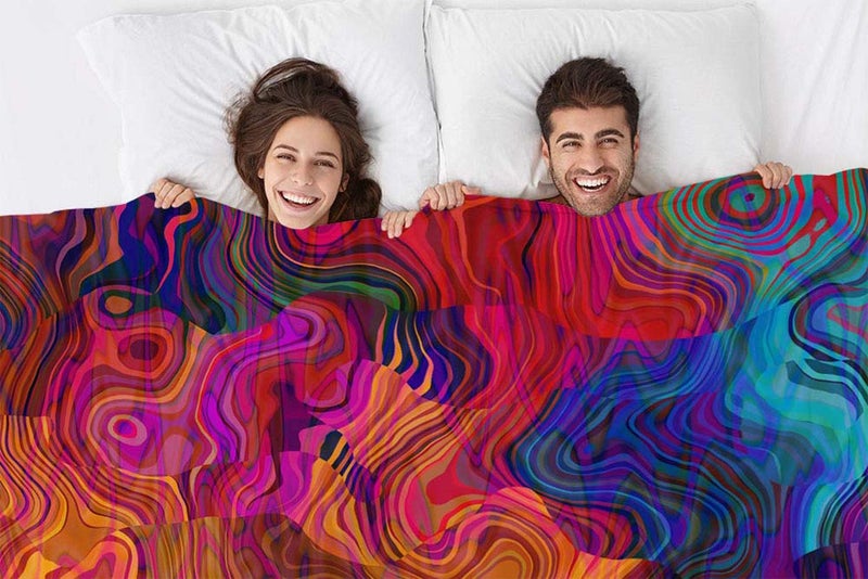 Mugod Colorful Chaotic Waves Throw Blanket Purple Fuchsia Pink Red Orange Gold Blue Rainbow Pattern Decorative Soft Warm Cozy Flannel Plush Throws Blankets for Bedding Sofa Couch 50 X 60 Inch - Image 2